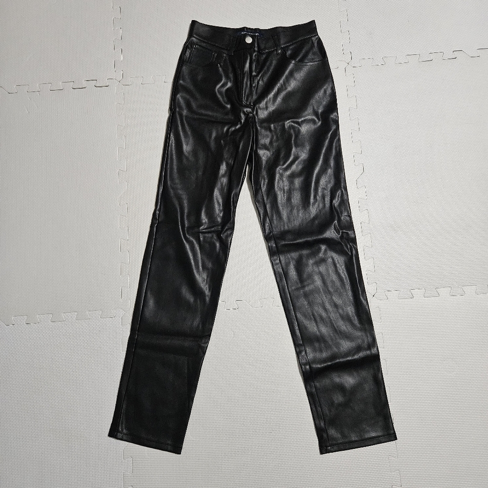 French Connection Black Vegan Leather Trousers